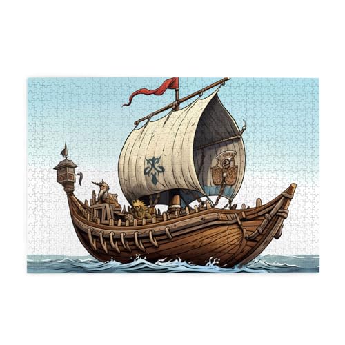 Holzpuzzle 1000 Teile WZYWHJ Cartoon Altes Wikingerboot Muster für Erwachsene und Kinder, perfekt für Familienspaß, Stressabbau Holzpuzzle 1000 Teile WZYWHJ Cartoon Altes Wikingerboot Muster für Erwachsene und Kinder, perfekt für Familienspaß, Stressabbau von WZYWHJ