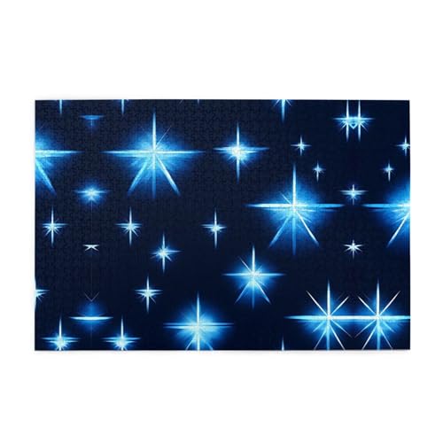 Holzpuzzle 1000 Teile WZYWHJ Cartoon Blauer Stern Gedruckt für Erwachsene und Kinder, Perfekt für Familienspaß, Stressabbau von WZYWHJ