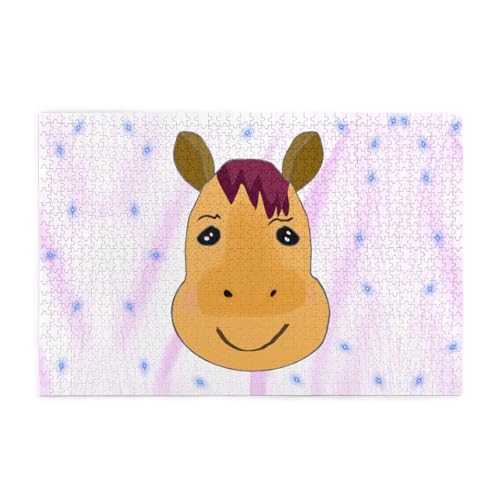 Holzpuzzle 1000 Teile WZYWHJ Cartoon Pferdekopf Muster für Erwachsene und Kinder, perfekt für Familienspaß, Stressabbau von WZYWHJ