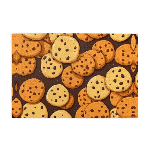 Holzpuzzle 1000 Teile WZYWHJ Cookies Food Chocolate Chip Kekse Muster für Erwachsene und Kinder, perfekt für Familienspaß, Stressabbau von WZYWHJ
