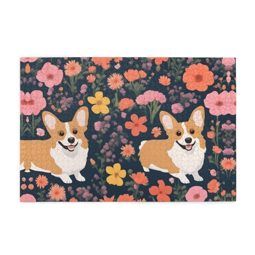 Holzpuzzle 1000 Teile WZYWHJ Corgi Blumenmuster für Erwachsene und Kinder, perfekt für Familienspaß, Stressabbau Holzpuzzle 1000 Teile WZYWHJ Corgi Blumenmuster für Erwachsene und Kinder, perfekt für Familienspaß, Stressabbau von WZYWHJ