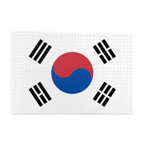 Holzpuzzle 1000 Teile WZYWHJ Flagge der Republik Korea gedruckt für Erwachsene und Kinder, perfekt für Familienspaß, Stressabbau von WZYWHJ