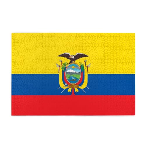 Holzpuzzle 1000 Teile WZYWHJ Flagge von Ecuador gedruckt für Erwachsene und Kinder, perfekt für Familienspaß, Stressabbau von WZYWHJ