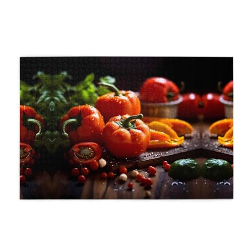 Holzpuzzle 1000 Teile WZYWHJ Gemüse Obst gedruckt für Erwachsene und Kinder, perfekt für Familienspaß, Stressabbau von WZYWHJ