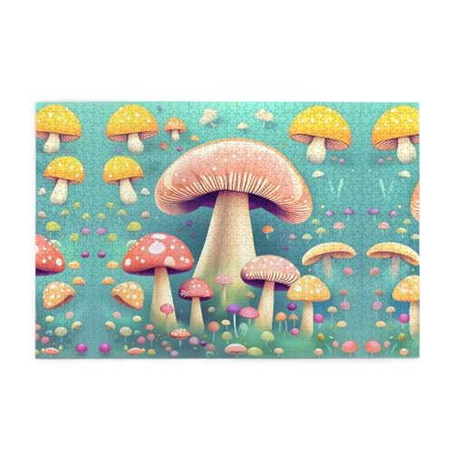 Holzpuzzle 1000 Teile WZYWHJ Hübsche kleine Pilze gedruckt für Erwachsene und Kinder, perfekt für Familienspaß, Stressabbau von WZYWHJ