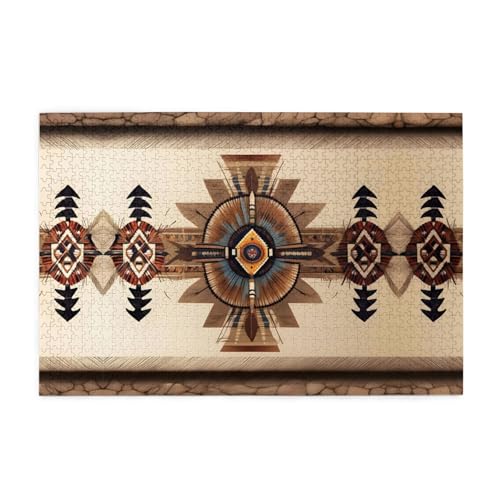 Holzpuzzle 1000 Teile WZYWHJ Indianermalerei gedruckt für Erwachsene und Kinder, perfekt für Familienspaß, Stressabbau von WZYWHJ