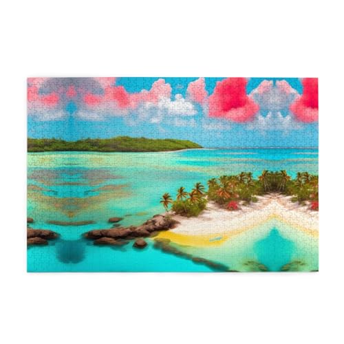 Holzpuzzle 1000 Teile WZYWHJ Karibik Landschaft gedruckt für Erwachsene und Kinder, perfekt für Familienspaß, Stressabbau von WZYWHJ