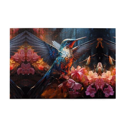 Holzpuzzle 1000 Teile WZYWHJ Kolibri gedruckt für Erwachsene und Kinder, perfekt für Familienspaß, Stressabbau von WZYWHJ