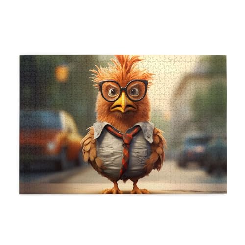 Holzpuzzle 1000 Teile WZYWHJ Kreatives Cartoon-Huhn-Muster für Erwachsene und Kinder, perfekt für Familienspaß, Stressabbau von WZYWHJ