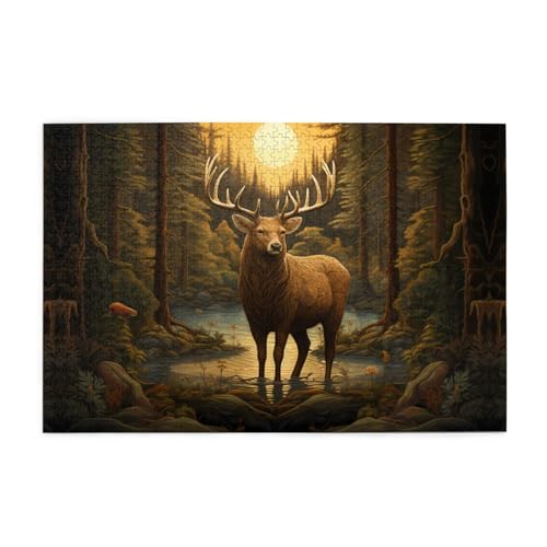 Holzpuzzle 1000 Teile WZYWHJ Lodge Bär Hirsch Muster für Erwachsene und Kinder, perfekt für Familienspaß, Stressabbau von WZYWHJ