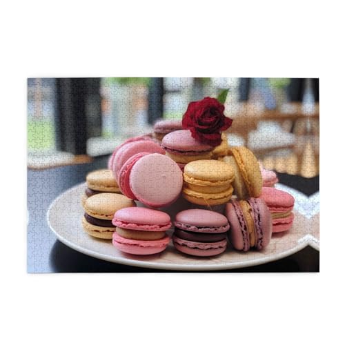Holzpuzzle 1000 Teile WZYWHJ Macaron Dessert gedruckt für Erwachsene und Kinder, perfekt für Familienspaß, Stressabbau von WZYWHJ