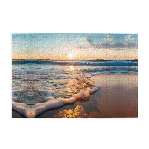 Holzpuzzle 1000 Teile WZYWHJ Meereswelle gedruckt für Erwachsene und Kinder, perfekt für Familienspaß, Stressabbau von WZYWHJ