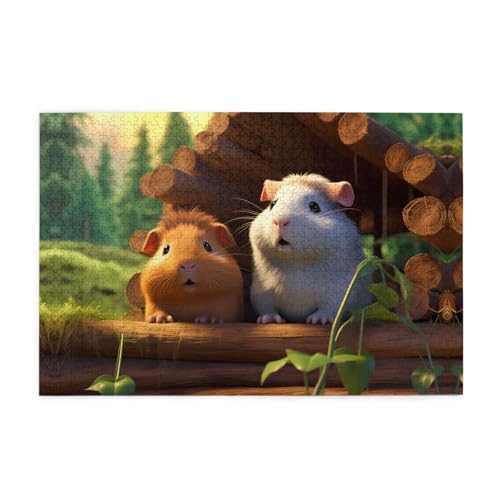 Holzpuzzle 1000 Teile WZYWHJ Meerschweinchen Muster für Erwachsene und Kinder, perfekt für Familienspaß, Stressabbau von WZYWHJ