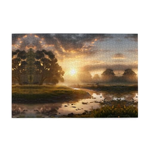 Holzpuzzle 1000 Teile WZYWHJ Morning Sunshine gedruckt für Erwachsene und Kinder, perfekt für Familienspaß, Stressabbau von WZYWHJ