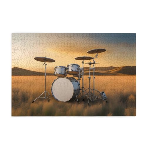 Holzpuzzle 1000 Teile WZYWHJ Musik Trommel im Feld Muster für Erwachsene und Kinder, perfekt für Familienspaß, Stressabbau von WZYWHJ