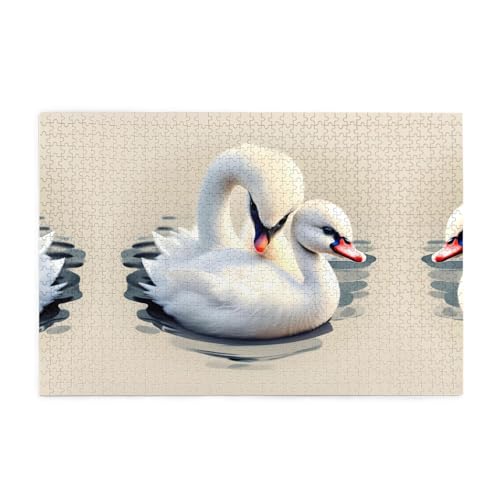 Holzpuzzle 1000 Teile WZYWHJ Niedlicher kleiner Schwan gedruckt für Erwachsene und Kinder, perfekt für Familienspaß, Stressabbau von WZYWHJ