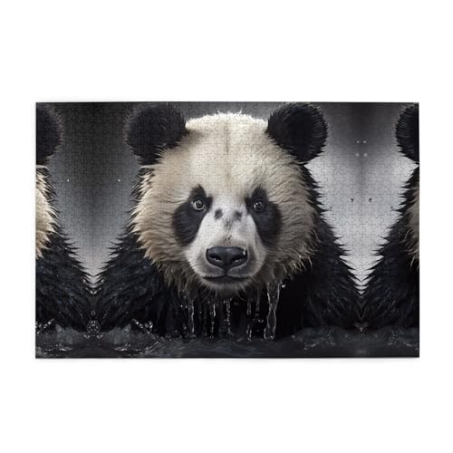 Holzpuzzle 1000 Teile WZYWHJ Panda im Wasser gedruckt für Erwachsene und Kinder, perfekt für Familienspaß, Stressabbau von WZYWHJ