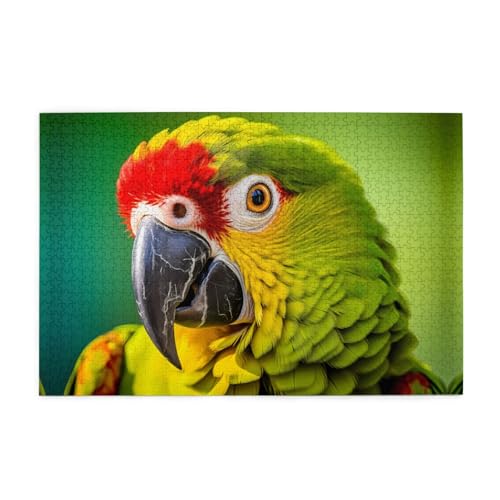 Holzpuzzle 1000 Teile WZYWHJ Papagei Vogel Nahaufnahme gedruckt für Erwachsene und Kinder, perfekt für Familienspaß, Stressabbau von WZYWHJ