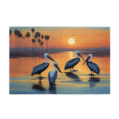 Holzpuzzle 1000 Teile WZYWHJ Pelikans Kunstdruckmuster für Erwachsene und Kinder, perfekt für Familienspaß, Stressabbau von WZYWHJ