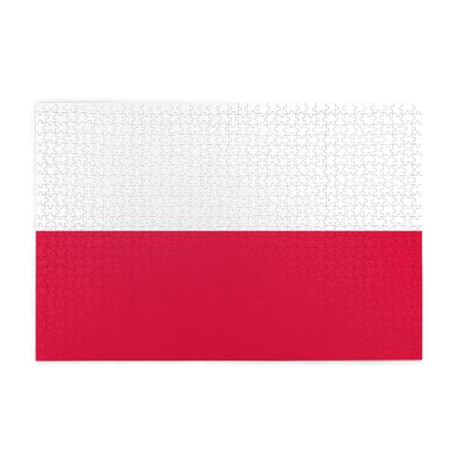 Holzpuzzle 1000 Teile WZYWHJ Polnische Flagge gedruckt für Erwachsene und Kinder, perfekt für Familienspaß, Stressabbau von WZYWHJ