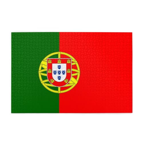 Holzpuzzle 1000 Teile WZYWHJ Portugiesische Flagge gedruckt für Erwachsene und Kinder, perfekt für Familienspaß, Stressabbau von WZYWHJ