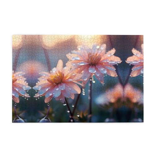 Holzpuzzle 1000 Teile WZYWHJ Post Rainy Day Blume gedruckt für Erwachsene und Kinder, perfekt für Familienspaß, Stressabbau von WZYWHJ