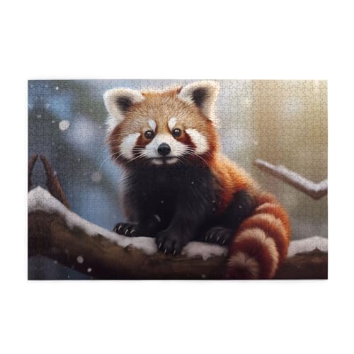 Holzpuzzle 1000 Teile WZYWHJ Red Panda-Muster für Erwachsene und Kinder, perfekt für Familienspaß, Stressabbau von WZYWHJ