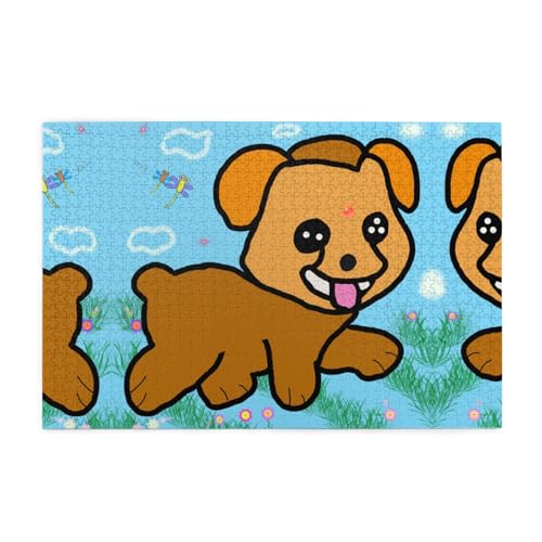 Holzpuzzle 1000 Teile WZYWHJ Running Cartoon Hund Muster für Erwachsene und Kinder, perfekt für Familienspaß, Stressabbau von WZYWHJ