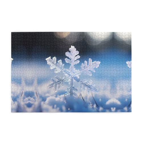Holzpuzzle 1000 Teile WZYWHJ Schneeflocke gedruckt für Erwachsene und Kinder, perfekt für Familienspaß, Stressabbau von WZYWHJ