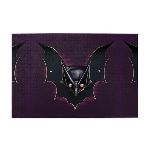 Holzpuzzle 1000 Teile WZYWHJ Schwarz Geist Fledermaus gedruckt für Erwachsene und Kinder, perfekt für Familienspaß, Stressabbau von WZYWHJ
