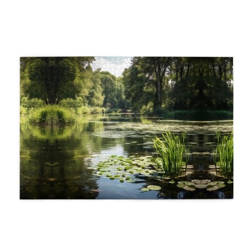 Holzpuzzle 1000 Teile WZYWHJ Sommerteich gedruckt für Erwachsene und Kinder, perfekt für Familienspaß, Stressabbau von WZYWHJ
