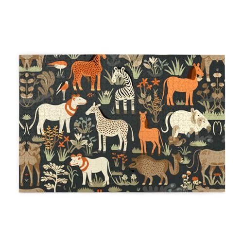 Holzpuzzle 1000 Teile WZYWHJ Tier Safari Muster für Erwachsene und Kinder, perfekt für Familienspaß, Stressabbau von WZYWHJ