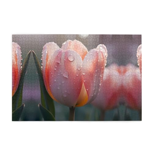 Holzpuzzle 1000 Teile WZYWHJ Tulpen gedruckt für Erwachsene und Kinder, perfekt für Familienspaß, Stressabbau von WZYWHJ