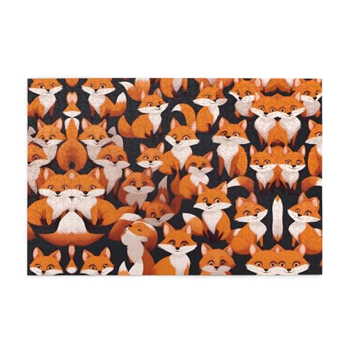 Holzpuzzle 1000 Teile WZYWHJ Viele Cartoon Kleine Füchse Muster für Erwachsene und Kinder, Perfekt für Familienspaß, Stressabbau von WZYWHJ