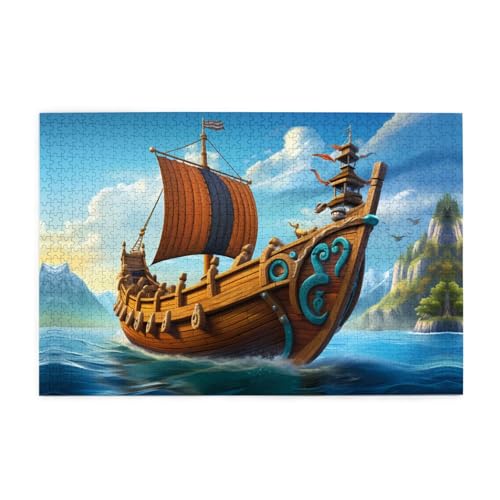 Holzpuzzle 1000 Teile WZYWHJ Vikings Boot Muster für Erwachsene und Kinder, perfekt für Familienspaß, Stressabbau Holzpuzzle 1000 Teile WZYWHJ Vikings Boot Muster für Erwachsene und Kinder, perfekt für Familienspaß, Stressabbau von WZYWHJ