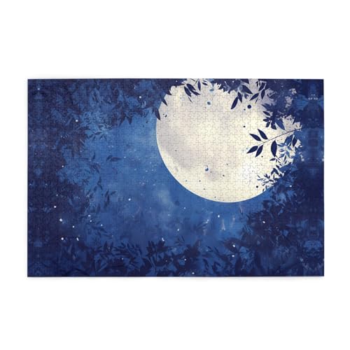 Holzpuzzle 1000 Teile WZYWHJ Vollmond in Nacht Muster für Erwachsene und Kinder, perfekt für Familienspaß, Stressabbau von WZYWHJ