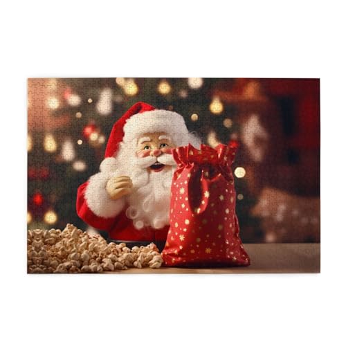 Holzpuzzle 1000 Teile WZYWHJ Weihnachtsmann gedruckt für Erwachsene und Kinder, perfekt für Familienspaß, Stressabbau von WZYWHJ