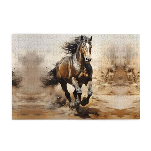 Holzpuzzle 1000 Teile WZYWHJ Westernpferd gedruckt für Erwachsene und Kinder, perfekt für Familienspaß, Stressabbau von WZYWHJ