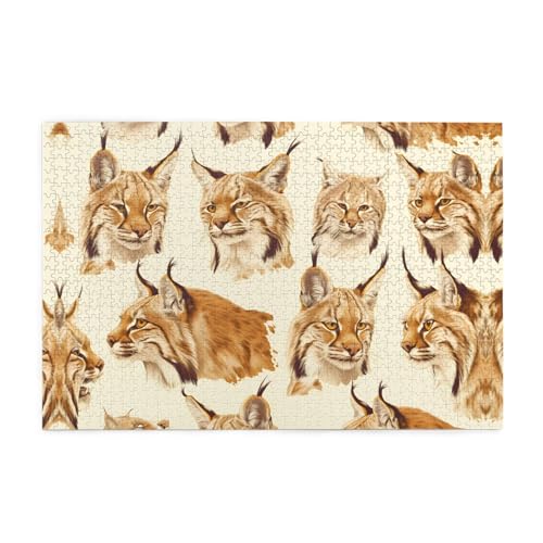 Holzpuzzle 1000 Teile WZYWHJ Wilder Bobcat Muster für Erwachsene und Kinder, perfekt für Familienspaß, Stressabbau von WZYWHJ