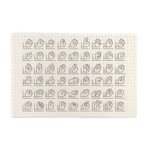 Holzpuzzle 1000 Teile WZYWHJ Zeichensprache Alphabet Muster für Erwachsene und Kinder, perfekt für Familienspaß, Stressabbau von WZYWHJ