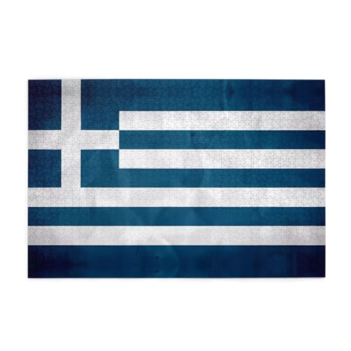 Holzpuzzle 1000 Teile WZYWHJ griechische Flagge gedruckt für Erwachsene und Kinder, perfekt für Familienspaß, Stressabbau von WZYWHJ