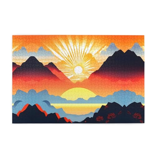 Holzpuzzle 1000 Teile WZYWHJ heller Sonnenaufgang gedruckt für Erwachsene und Kinder, perfekt für Familienspaß, Stressabbau von WZYWHJ