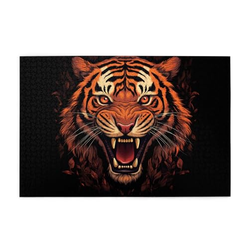 Holzpuzzle 1000 Teile WZYWHJ orange Tiger-Leopardenmuster für Erwachsene und Kinder, perfekt für Familienspaß, Stressabbau von WZYWHJ
