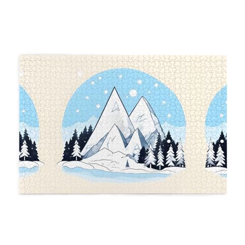 Holzpuzzle 1000 Teile WZYWHJ schneebedeckte Berge gedruckt für Erwachsene und Kinder, perfekt für Familienspaß, Stressabbau von WZYWHJ