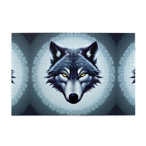 Holzpuzzle 1000 Teile WZYWHJ wilder Wolfskopf gedruckt für Erwachsene und Kinder, perfekt für Familienspaß, Stressabbau von WZYWHJ