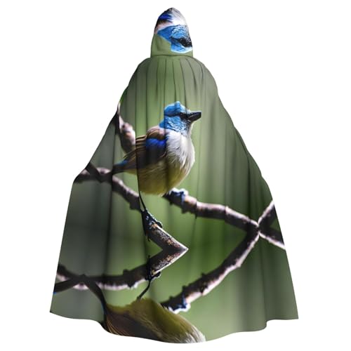 WZYWHJ Ätherischer Nachtigall-Vogel-Muster, Cosplay-Poncho mit Kapuze, Umhang für Damen und Herren, Halloween-Party von WZYWHJ