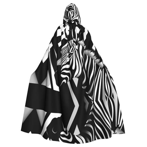 WZYWHJ Agile Zebra Printed Aldult Cosplay Poncho Hooded Cloak for men and women Halloween Party von WZYWHJ