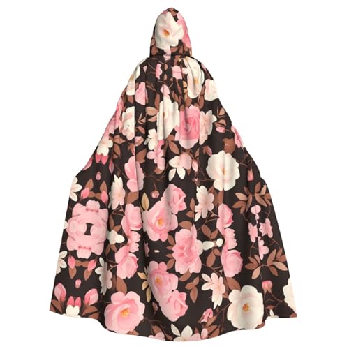 WZYWHJ Aldult Cosplay-Poncho mit Kapuze, Aldult-Rosenmuster, für Damen und Herren, Halloween-Party von WZYWHJ
