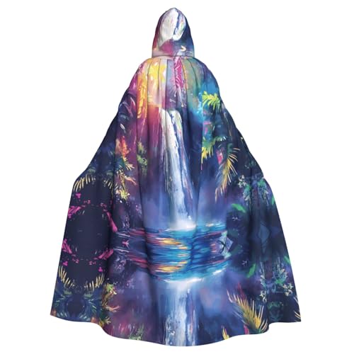 WZYWHJ Aquarell-Wasserfall-Bild, Cosplay-Poncho mit Kapuze, Umhang für Damen und Herren, Halloween-Party WZYWHJ Aquarell-Wasserfall-Bild, Cosplay-Poncho mit Kapuze, Umhang für Damen und Herren, Halloween-Party von WZYWHJ