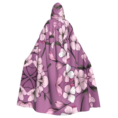 WZYWHJ Azaleen-Motiv, bedruckter Cosplay-Poncho mit Kapuze, Umhang für Damen und Herren, Halloween-Party von WZYWHJ